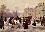 Leon Joseph Voirin Canvas Paintings - A Winter's Day